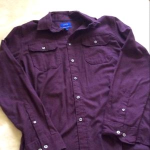 Apt. 9 Men's Buttoned Long sleeve Shirt Dark Plum in Large